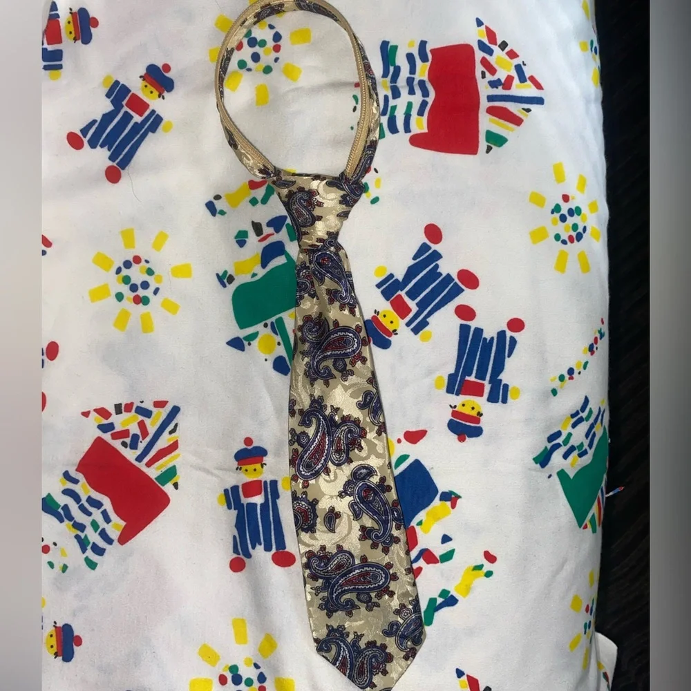 Small Little Kids Adjustable Paisley Patterned Tie